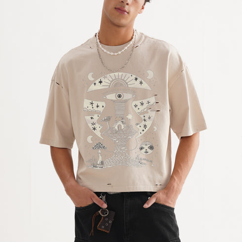 Lunar Enigma - Frayed Boxy Tee